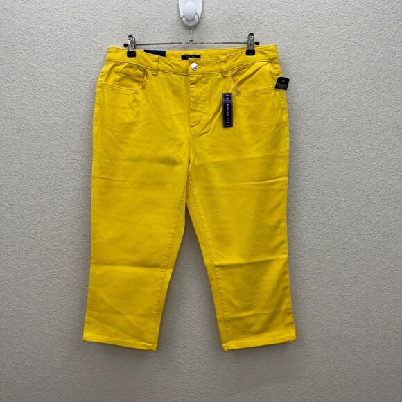 Chaps Slimming Fit Yellow Denim Capri Pants Womens size 14 NEW - Picture 1 of 7